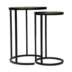 Bijzettafel Brass Antique Set Van 2 - 30/40 X 30/40 X 51/57 Cm