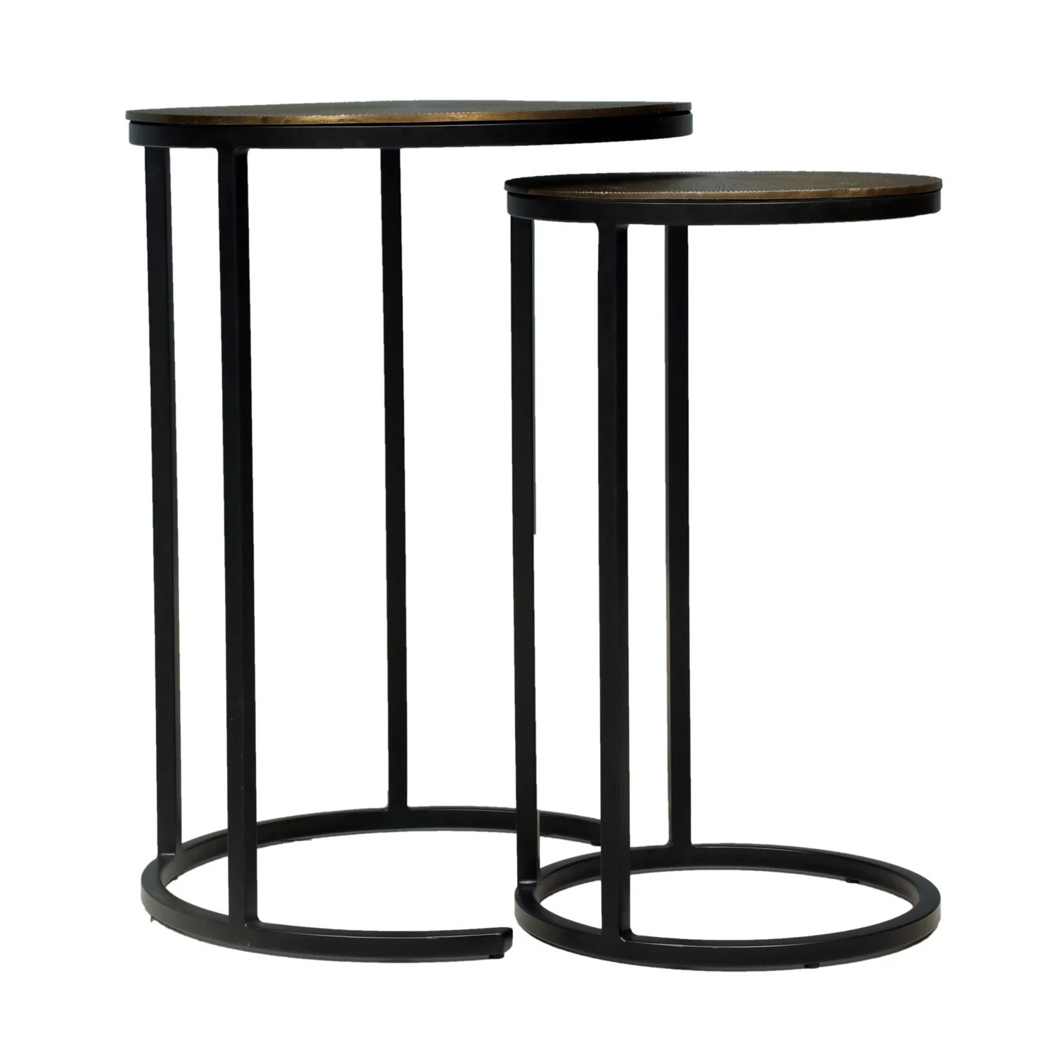 Bijzettafel Brass Antique Set Van 2 - 30/40 X 30/40 X 51/57 Cm