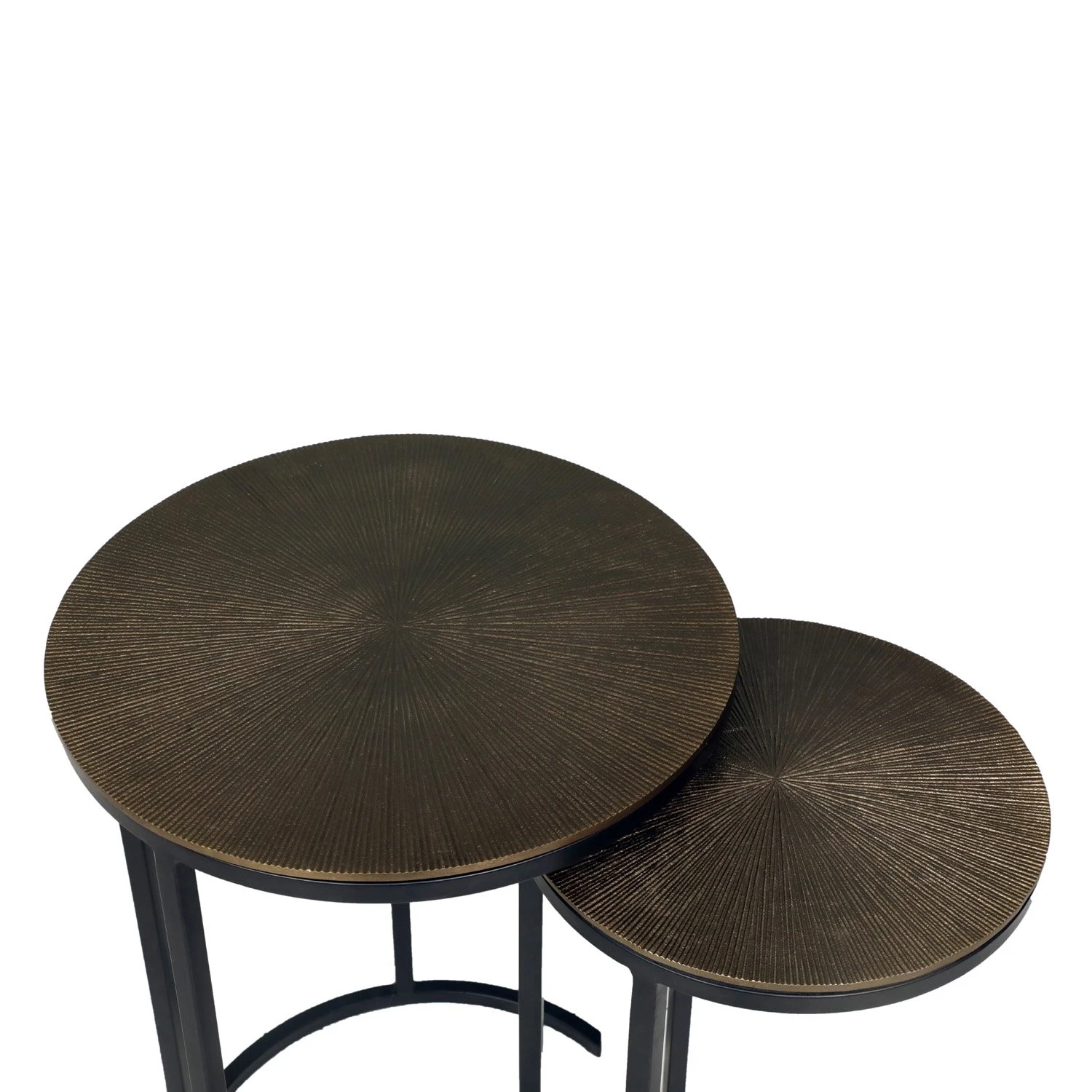 Bijzettafel Brass Antique Set Van 2 - 30/40 X 30/40 X 51/57 Cm - Afbeelding 2