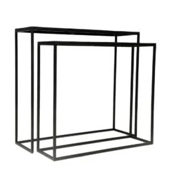 Bijzettafel Matt Black Set Van 2 - 85/95 X 75/85 X 25/30 Cm