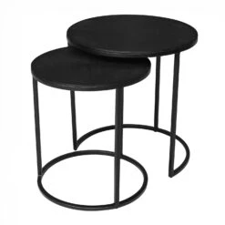 Bijzettafel Matt Black Set Van 2 - H 46/51 X D 40/48 Cm