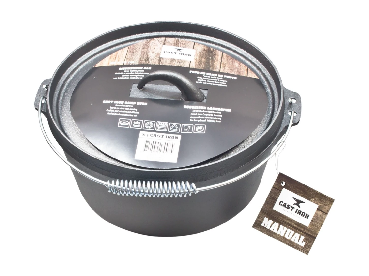 Cast Iron Pan M/deksel 28x13cm Gietijzer 8 Liter