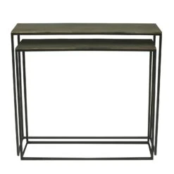 Bijzettafel Brass Antique Set Van 2 - 85/95 X 75/85 X 25/30 Cm