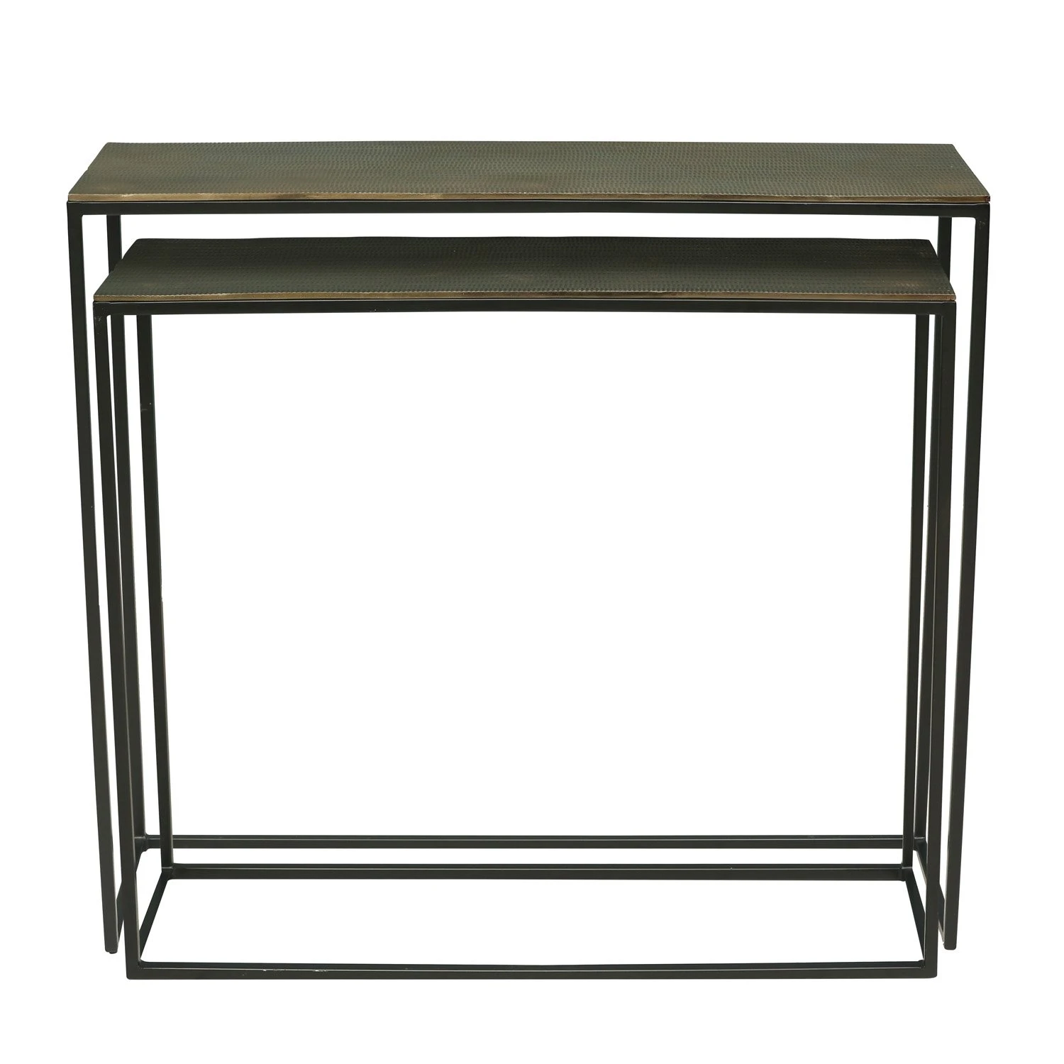 Bijzettafel Brass Antique Set Van 2 - 85/95 X 75/85 X 25/30 Cm